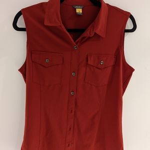 Eddie Bauer Red Travel Quick-Dry Sleeveless Buttoned Shirt - M